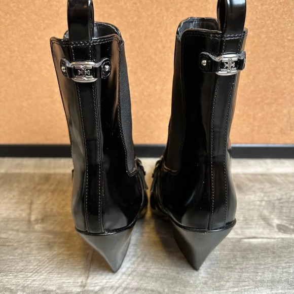 Sam Edelman Suzette Western Square Toe Black Patent Leather Boot Size 7.5 - Picture 5 of 8